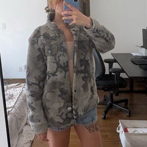 Vintage Grey Camouflage Teddy Jacket